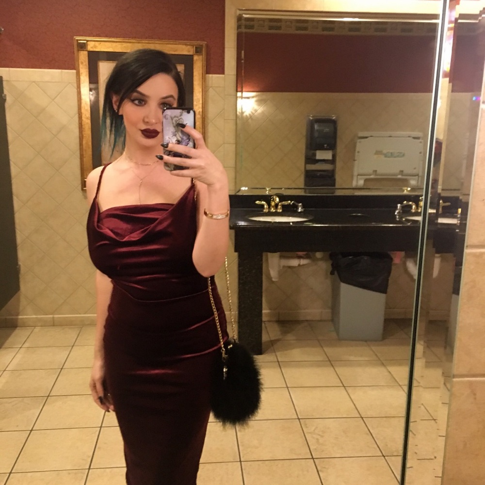 Burgundy velvet dress
